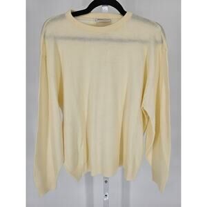 Andhurst Womens Sz L Crew Neck Knit Sweater Light Yellow Slouchy Knit